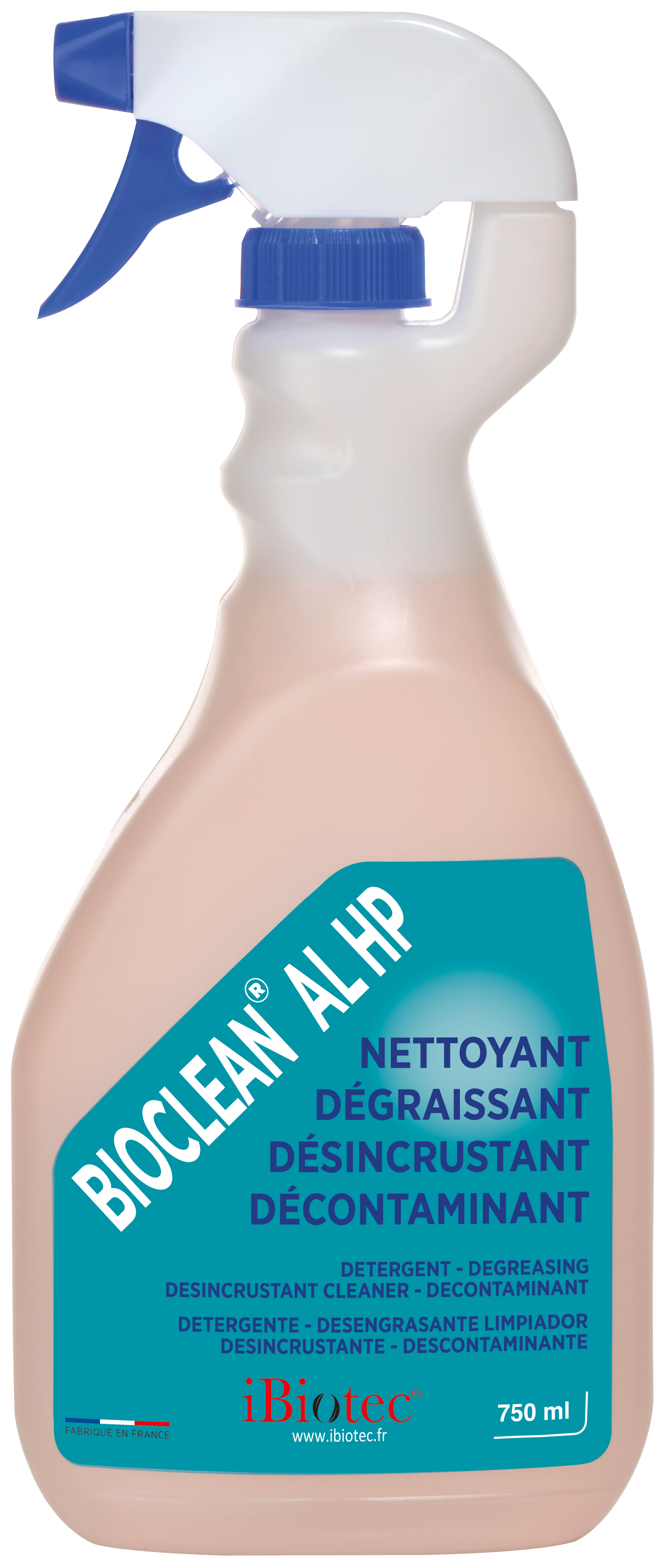 Détergent puissant 4 fonctions Nettoyant Dégraissant Désincrustant Décontaminant. Agréé NSF A1. Sans HC MOSH/POSH MOAH. Sans Pictogramme de danger. Diffuseur DETECT BLUE(r) détectable. Biodégradable. Utilisable sur toutes surfaces, tous substrats. BIOCLEAN AL HP détergent nettoyant IBIOTEC, prêt à l'emploi, agréé NSF H1, ininflammable, sans pictogramme de danger, sans HC, MOSH, MOAH, pour élimination de toutes pollutions tenaces d'origine organique ou inorganique. Produit maintenance industrielle. produits sans mosh posh moah. graisse sans mosh posh moah. lubrifiants sans mosh posh moah. solvants sans mosh posh moah. degraissants sans mosh posh moah. nettoyants sans mosh posh moah. huiles sans mosh posh moah. MOSH MOAH reglementation. MOSH POSH MOAH